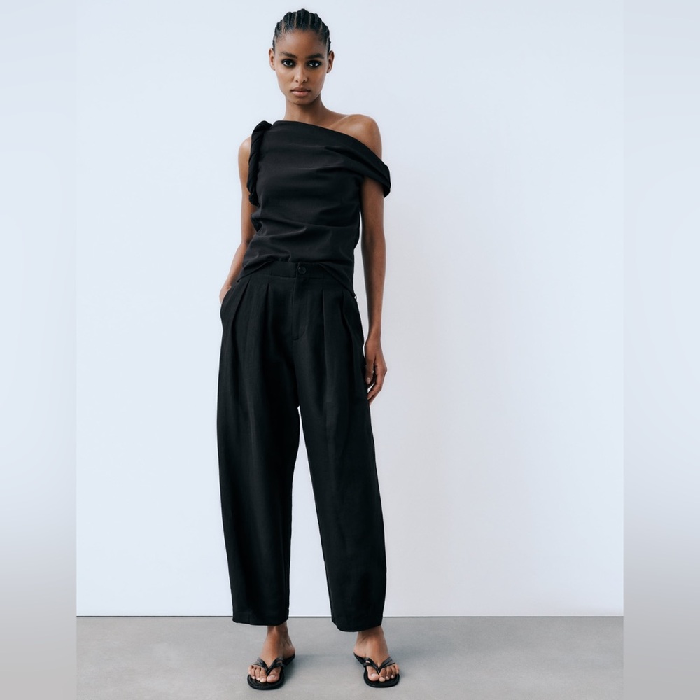 NWT Zara Linen Blend Taper Pant